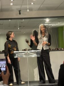 Layla Shea and Bronwen Ward of Upwords on stage at the QRCA Best of Canada Symposium